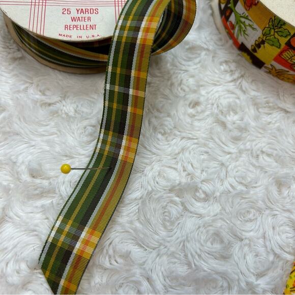 Vintage 1970’s Princo Harvest Time & Plaid Ribbon 2 Spools - Picture 3 of 9
